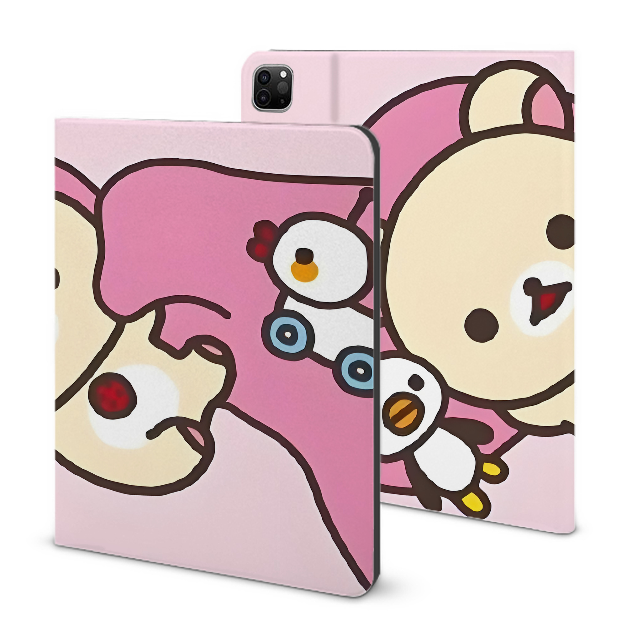 （画像用） リラックマ リラックマ キイロイトリ Rilakkuma Korilakkuma Kiiroitori IPad ケース ブック型 PUレザー TPU 耐衝撃 軽量 薄型 ペン収納なし 全面保護 IPad 各モデル対応